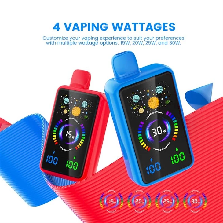 30000 Puff teljes képernyős eldobható vape légáramlás, állítható teljesítmény, állítható